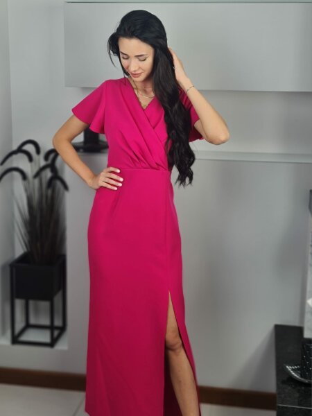 Abendkleid mit Flügelärmeln 28743 Bordeaux Rot 44